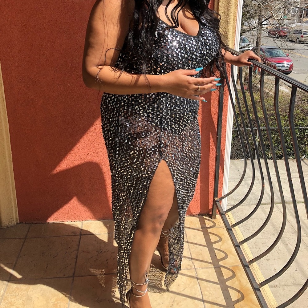 ASOS Sheer Embellished Dress Size 18 Worn ONCE - Picture 3 of 3